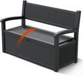 70 Gallon Outdoor Storage Box, Resin Patio Furniture with Armrest, Lockable Deck Box with Waterproof and UV Resistant for Patio Cushions, Garden Tools and Pool Supplies, Black-Ruum Studio Home