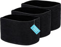 OrganiHaus Set of 3 Woven Storage Baskets for Organizing, Cotton Rope Organizer Bins for Shelves, Closet & Nursery, Dog Toy Basket, Decorative Bins for Toys, Towels & Books - 15x10x9, Black-Ruum Studio Home