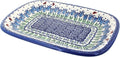 Blue Rose Polish Pottery Garden Tulip Small Rectangular Serving Platter-Ruum Studio Home