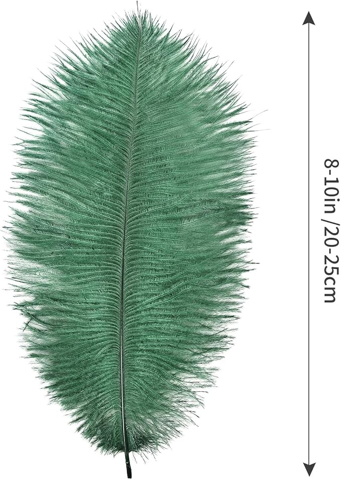 THARAHT Blackish Green Ostrich Feathers 12pcs Natural Bulk 8-10Inch 20cm-25cm for Crafts Wedding Party Centerpieces Mardi Gras Decoration Feather-Ruum Studio Home