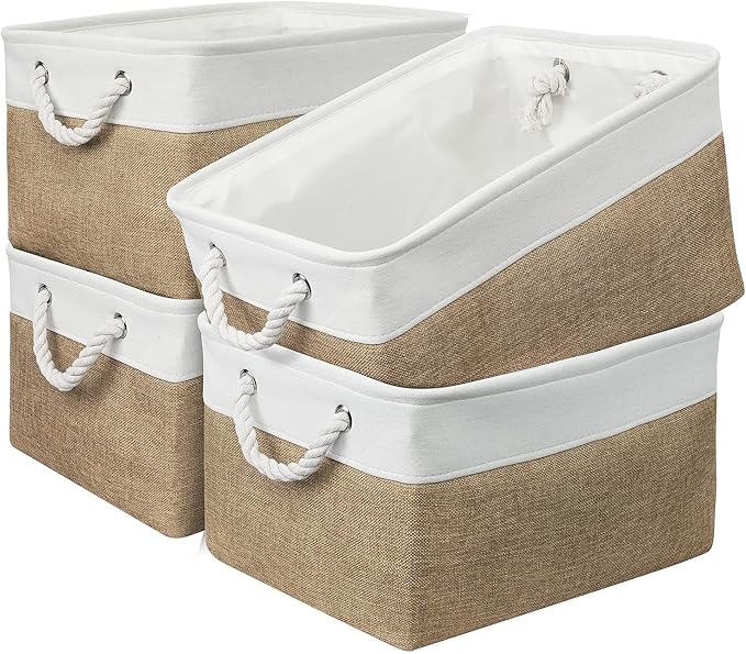 Storage Basket Fabric Sturdy Canvas Storage Bins Organizer with Handles for Clothes and Storage Foldable Storage Boxes Cubes-Ruum Studio Home