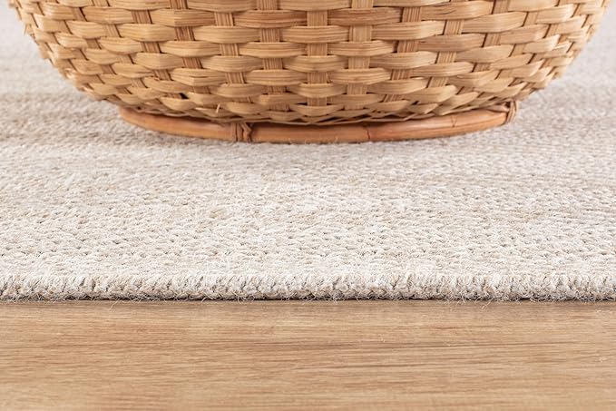CAMILSON Easy Jute Round Rug 4ft Indoor Outdoor Off-White Color Fiber Area Rugs for Living Room and Patio Rug Herringbone Boho Woven Design Easy-Cleaning Washable Outside Carpet Alfombras (4 Round)-Ruum Studio Home