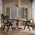 Rattan Dining Chairs Set of 2, Farmhouse Wicker Dining Chairs with Cane Seat Accent Armchair for Dining Room Kitchen Restaurant, Walnut-Ruum Studio Home