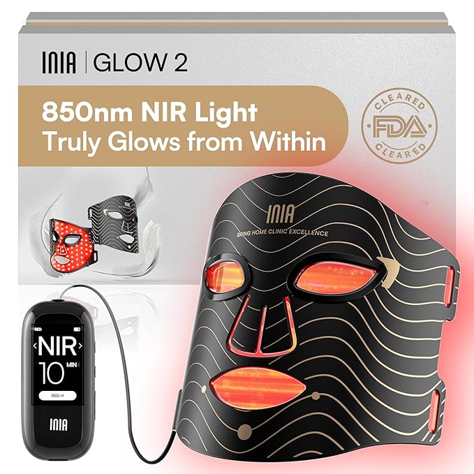INIA Red Light Therapy Mask for Face – 4 Light Modes with 850nm NIR, Red & Blue LED Light Therapy, 2600mAh Rechargeable LED Face Mask for Anti-Aging, Skin Firming & Radiant Glow at Home-Ruum Studio Home