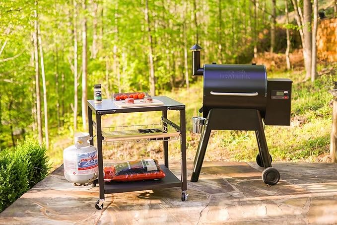NUUK Double-Shelf Movable Outdoor Pizza Oven Table, 24" x 30" Stainless Steel Commercial Multifunctional Food Prep Worktable with Drawer on Wheels-Ruum Studio Home