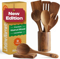 Riveira Walnut Wooden Spoons for Cooking Set of 9 – Natural Walnut Wooden Cooking Utensils, Wooden Spatula, Wooden Spoon - Premium Quality Wooden Utensil Set for Non-Toxic Cooking-Ruum Studio Home