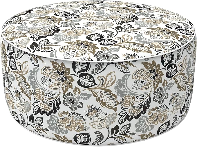 LVTXIII Outdoor Inflatable Ottoman, Fade-Resistant Round Footrest Stool D31”x H14”, Portable Patio Pouf for Garden Camping or Home Use, Dailey Tan-Ruum Studio Home