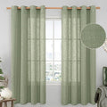 LAMIT Linen Blended Curtains 72 inch for Bedroom, Linen Textured Light Filtering Drapes Bronze Grommet Boho Neutral Panels for Farmhouse/Living Room, 2 Panels, 52 x 72 Inch, Sage Green-Ruum Studio Home