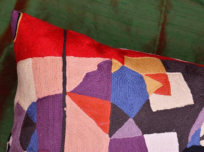 Kandinsky Modern Couch Pillow Cover - Red Flow | Abstract Pillows | Mid Century Chair Cushions | Handmade Wool Size 18x18-Ruum Studio Home