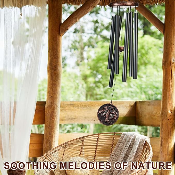Wind Chimes for Outside, Tree of Life Deep Tone Vintage Wind Chime Outdoor Clearance, Sympathy/Memorial/Festivals/Birthday Gift for Mom Dad Grandma, Home Garden Decor (34" Tree of Life)-Ruum Studio Home