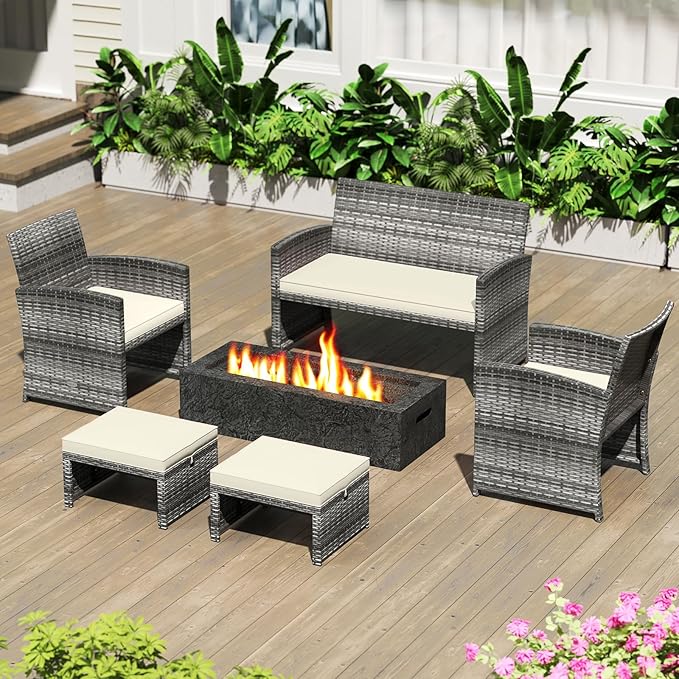 Tangkula 2 Pieces Patio PE Rattan Ottomans, Multipurpose Outdoor Footstool Footrest Additional Seating Side Table with Soft Zippered Cushions for Deck, Garden, and Yard (White)-Ruum Studio Home