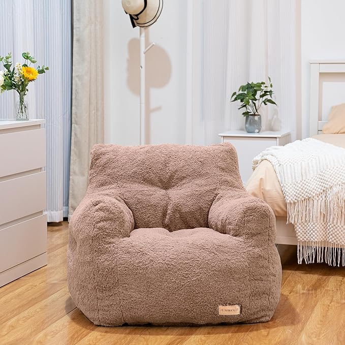 Bean Bag Chair with Filler, Bean Bag Sofa with Tufted Soft Stuffed Filling, Fluffy and Lazy Sofa, Comfy Cozy BeanBag Chairs with Memory Foam for Dorm, Apartment, Living Room (Pink)-Ruum Studio Home