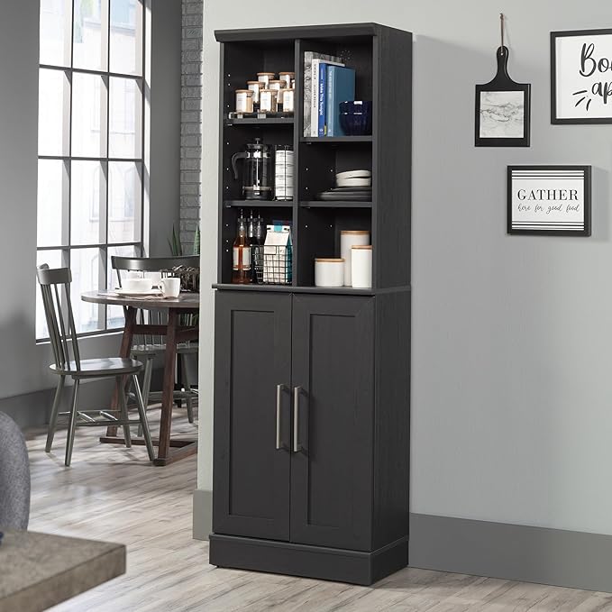 Sauder HomePlus Multi-Room Storage Cabinet with Adjustable Shelves and Door Positioning, Kitchen Laundry Bathroom Pantry Storage Cabinet, in Raven Oak Finish-Ruum Studio Home