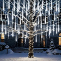 Meteor Shower Lights Christmas Lights Outdoor 24-Tube 576LEDs Snow Falling Rain Cascading Icicle Lights for Xmas Tree Christmas Decorations Wedding Party Holiday Garden Decor, UL Plug White-Ruum Studio Home