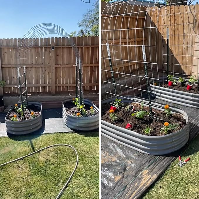 2 Pack 6x3x1FT Galvanized Raised Garden Bed Kit Oval Metal Ground Planter Box Outdoor Bottomless Planter Raised Beds for Vegetables Flowers Herbs Fruits, Gray-Ruum Studio Home