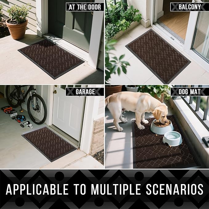 Yimobra Front Door Mat Outdoor Indoor 29.5x17, All-Season, All-Weather, Heavy Duty Welcome Door Mats Outside Entrance, Non Slip Porch Patio Entrance Mat, Coffee-Ruum Studio Home