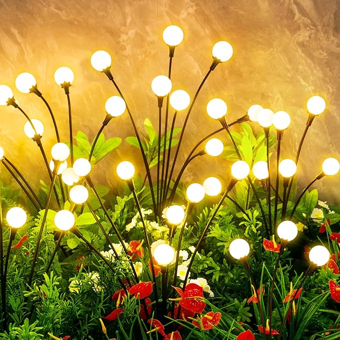 Solar Lights Outdoor Waterproof 4 Pack of 32 LEDs Garden Patio Firefly Decoration Unique Gifts Women Grandparents-Ruum Studio Home