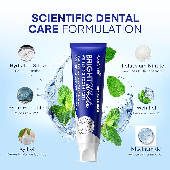 PearlSmile Hydroxyapatite Niacinamide Whitening Toothpaste – 5% Niacinamide + 10% Nano-Hydroxyapatite (nHAp) – Strengthens Enamel & Remineralizes – Fluoride-Free, 4.2oz (Pack of 2)-Ruum Studio Home