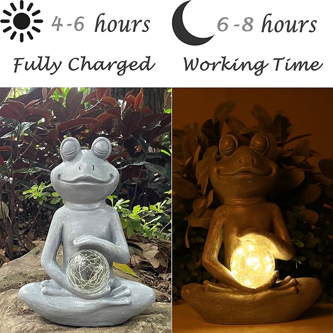 Solar Frog Garden Figurines Solar Lights Yoga Frog Statue for Outdoor Garden Patio Yard Frog Decor Gifts for Women Grandma Mother's Day Birthday Gifts-Ruum Studio Home