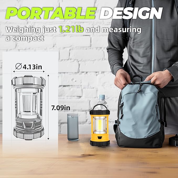 Rechargeable Camping Lantern, 3000LM 5 Light Modes Camping Light 4400 Capacity Phone Charger LED Impact-Resistant Flashlight Lantern Portable Waterproof Hurricane Lanterns for Emergency(Orange)-Ruum Studio Home