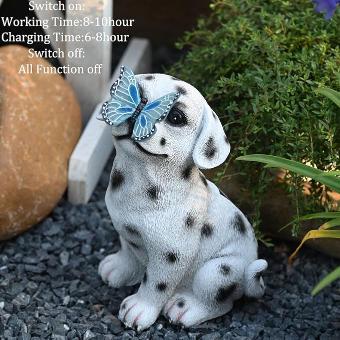 Dog Garden Figurines Outdoor Decor Solar Statue with LED Lights for Patio Lawn Yard Art Decoration Housewarming Garden Gift-Ruum Studio Home