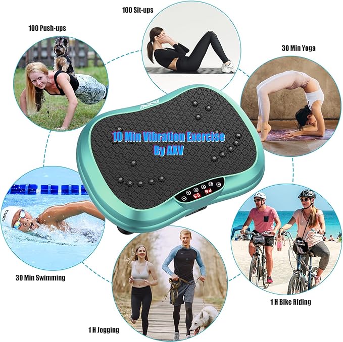 AXV Vibration Plate Exercise Machine Whole Body Workout Portable Mini Vibrate Fitness Platform Lymphatic Drainage Machine for Weight Loss Shaping Toning Wellness Home Gyms Workout (Mini)-Ruum Studio Home