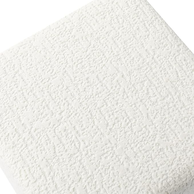 Adeco 18 Inch High Faux Fur White Cube Ottoman Storage, 3D Embossed Velvet Chair Foot Stools, Upholstered Vanity Stool with Hinged Lid, Solid Wood Legs-Ruum Studio Home