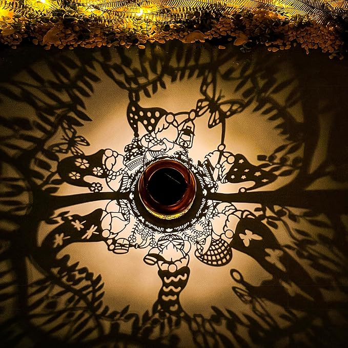 Gnomes Solar Lanterns Outdoor Waterproof,Hanging Solar Lights Gnome Gifts for Women Metal LED Decorative Light for Yard,Patio,Lawn,Tabletop,Pathway,Landscape,Garden Gnomes Decor-Ruum Studio Home