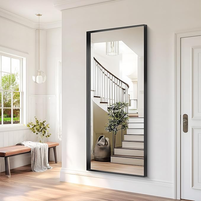 Black Bathroom Mirror, 72x30 Inch Rectangular Deep Frame Mirror, Large Wall Mounted Bathroom Vanity Mirror Over Sink for Bedroom,Restroom, Living Room, Hangs Vertically or Horizontally-Ruum Studio Home