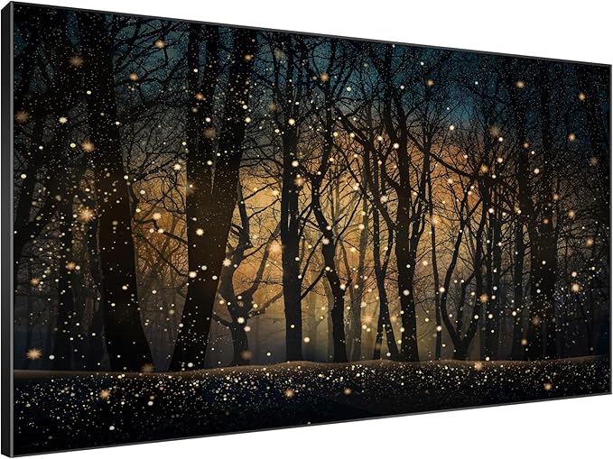 SIGNWIN 46"x72" Extra Large Framed Wall Art Magical Firefly Night Forest, Enchanted Woodland Scene for Home Living Room Bedroom Decor (Frame Assembly Required)-Ruum Studio Home