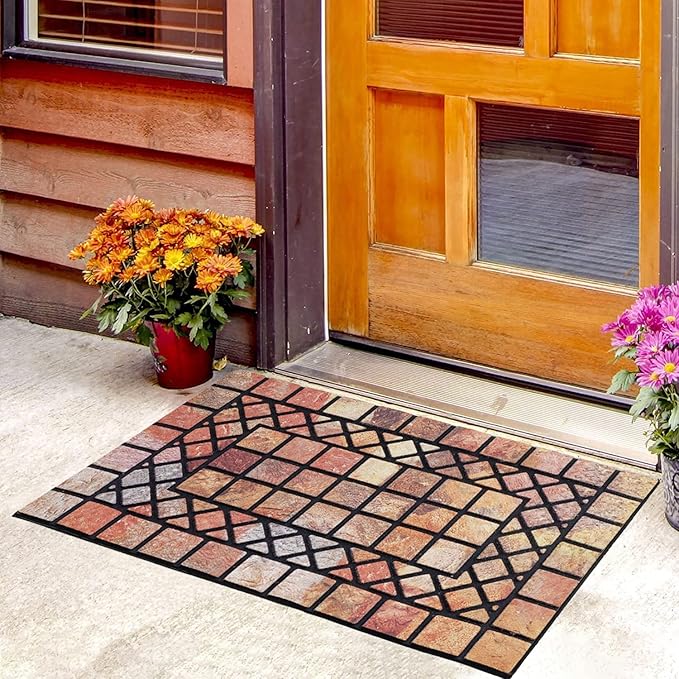 CHICHIC Welcome Door Mat 18 x 30 Inch Front Doormat Outdoors for Home Entrance Outdoors Mat for Outside Entry Way Doormat Entry Rugs, Heavy Duty Non Slip Rubber Back Low Profile, Colorful-Ruum Studio Home