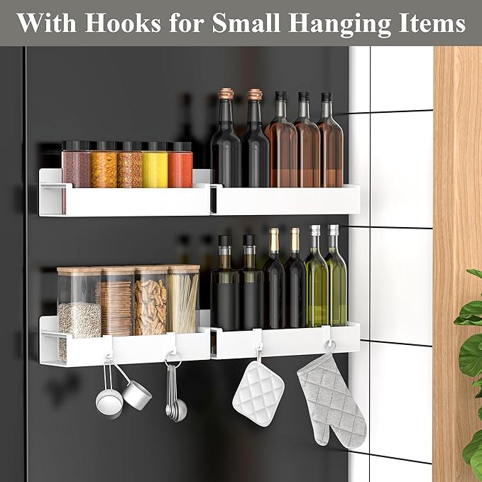 4 Pack Magnetic Spice Rack Organizer for Refrigerator and Oven, White Fridge Organizers and Storage for Kitchen-Ruum Studio Home