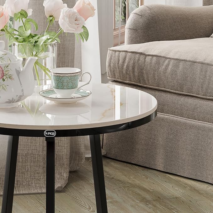 Side Table - Sintered Stone End Couch Table with Metal Frame & Gold Veins for Sofa Living Room Bedroom Bedside Coffee Small Spaces - Waterproof, Scratch-Resistant - Easy Assembly-Ruum Studio Home