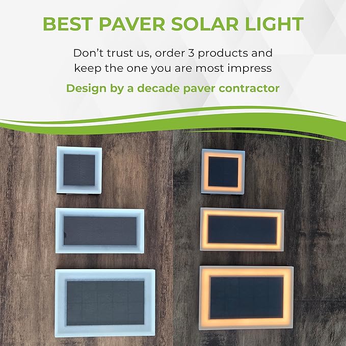 LUMENGY Solar Paver Light 6×9 inch, 2700K, Up to 20 Hours Continuous Lighting, Stainless Steel, Thick Glass, Glare-Free Illumination for Driveways, Pathways & Garden, Waterproof & Drive-Over Rated-Ruum Studio Home
