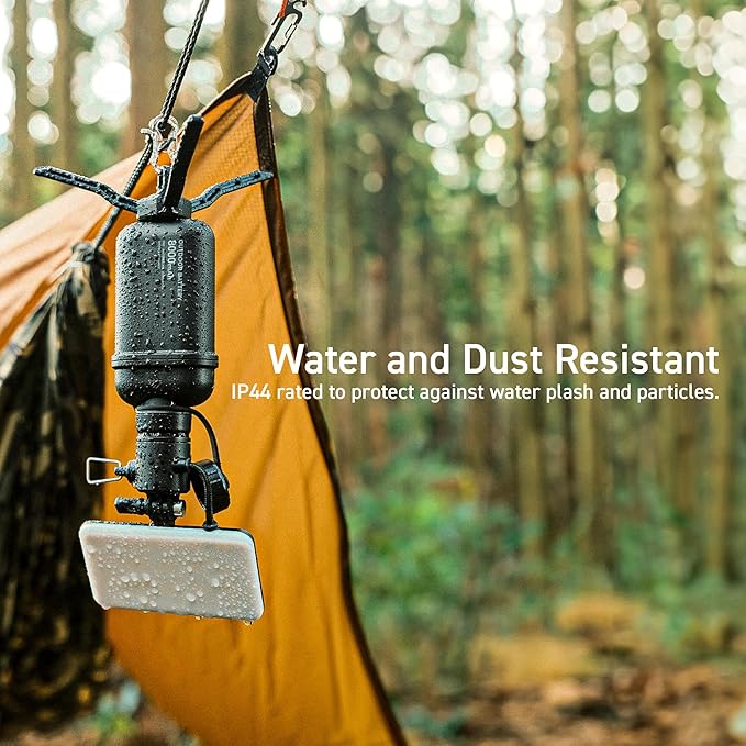 ELECOM NESTOUT Outdoor Camping LED Panel Flashlight w/Mini Tripod, Dimmable USB Powered LED Light, IP44 Water Dust Resistant, 30-1000 Lumen, Portable Lantern for NESTOUT Power Bank, Black (Flash-1)-Ruum Studio Home