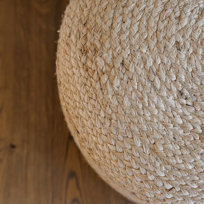 Pouf Ottoman, Round Braided Natural Jute Ottoman Pouf for Living Room or Bedroom, Floor Chair, Foot Rest or Decorative Home Decor-Ruum Studio Home