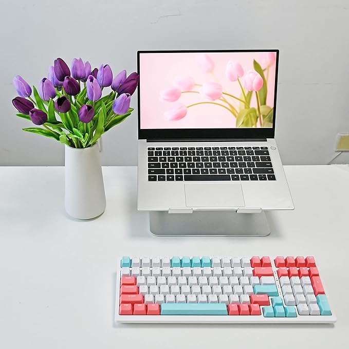 Mandy's Artificial Tulips 20 Stems Shades of Purple PU Faux Flowers for Wedding Home Decor 13.5 Inch-Ruum Studio Home