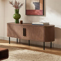 mopio Quin TV Stand, Mid Century Modern for 55/60/65 inch TV, Farmhouse TV Stand, Entertainment Center with Storage, TV and Media Console for Living Room (Walnut, 59" Tambour)-Ruum Studio Home