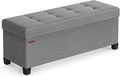 SONGMICS Storage Ottoman Bench, Foldable Foot Rest with Legs, 15 x 43 x 15.7 Inches, End of Bed Bench, Storage Chest, Load up to 660 lb, for Living Room, Bedroom, Entryway, Dove Gray ULSF018G02-Ruum Studio Home