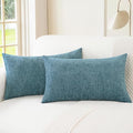 CaliTime Throw Pillow Covers Decorative 16 X 26 Inches Pack of 2 Cozy Chenille Cushion Cases for Couch Sofa Bed Living Room Home Smoke Blue-Ruum Studio Home