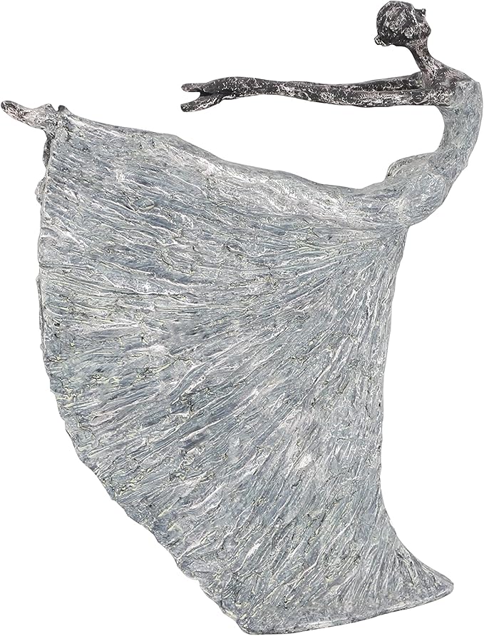 Deco 79 Polystone Dancer Decorative Sculpture Home Decor Statue, Accent Figurine 12" x 3" x 16", Gray-Ruum Studio Home