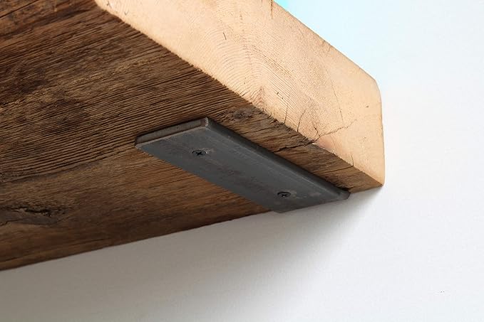 Urban Legacy Reclaimed Barn Beam Deep Shelves | Deep Shelves with Brackets Included, Set of 2 | (Natural Low Profile Bracket, 36" x 11.5" x 3")-Ruum Studio Home