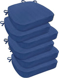 downluxe Chair Cushions for Dining Chairs, Waterproof Kitchen Chair Pads, Non-Slip Dining Seat Cushion with Ties, 17" x 16" x 2.5", Blue, 6 Pack-Ruum Studio Home