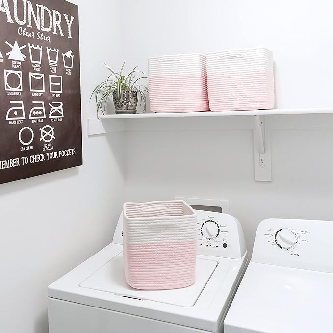 NaturalCozy 13 Inch Cube Storage Bins Cotton Rope Woven Baskets for Organizing 3-Pack | 13 x 13 Storage Cubes | Fabric Square Storage Baskets for Shelves Organizer, Kids Toy Bins, Closet Baby Nursery-Ruum Studio Home