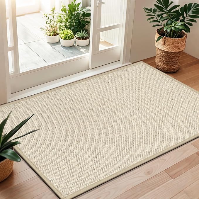 LEKEEPGO Door Mat 36"x59", Non Slip Door Mat Indoor Entrance, Rubber Backing Front Indoor Door mat Washable Absorbent Low-Profile Entryway Entry Resist Dirt Inside Door Mats, Khaki-Ruum Studio Home
