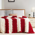 L'AGRATY Chunky Knit Blanket Throw - Soft Chunky Throw Blanket 30x40: 100% Hand Kintted Chenile Crochet Throw Blanket for Couch - Large Cable Knit Chunky Blanket for Home Decor(Red and White)-Ruum Studio Home