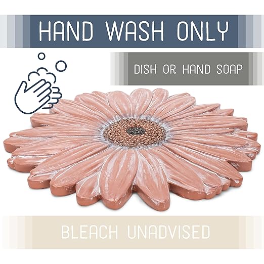 NAT & Jules Gerbera Daisy Flower Shaped Dimensional Indoor Outdoor 12 inch Cast Resin Decorative Garden Stepping Stone, Patio, Walkway Sculpture Yard Art, Terracotta-Ruum Studio Home