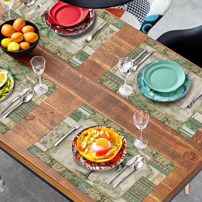 Tropical Palm Tree Placemats Set of 4 Summer Vintage Green Leaf Kitchen Table Mat 12x18 Inch Hawaii Beach Jungle Plant Tree Heat Resistant Washable Linen Place Mats for Dining Tables-Ruum Studio Home