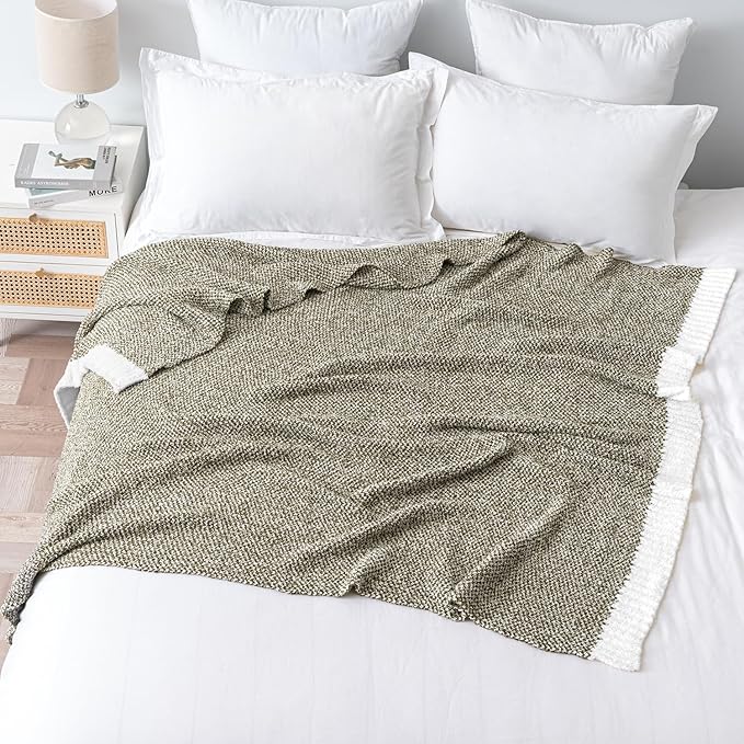 MIULEE Super Soft Throw Blanket for Couch, Olive Green Cozy Fluffy Warm Blankets Lightweight Knit Throw Blankets for Sofa, Bed, Chair, Living Room, Camping, Picnic, 60 x 80 inch-Ruum Studio Home
