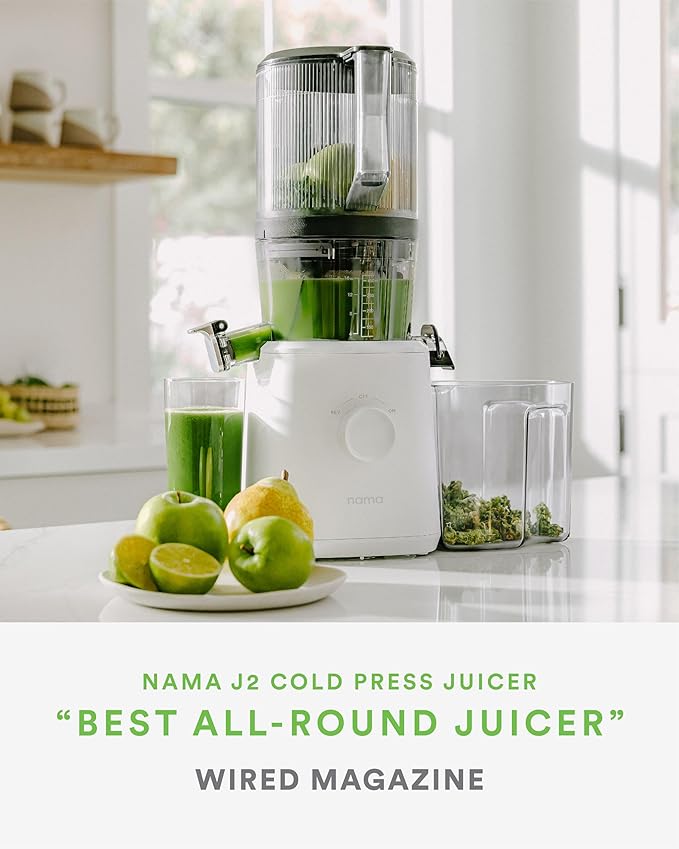 Nama J2 Cold Press Juicer – Self Feeding for Hands-Free Operation with Wide Mouth Hopper for Whole Recipe Loading, Zero Waste Masticating Juicer For More Juice, Less Pulp – Easy Cleanup & Assembly-Ruum Studio Home